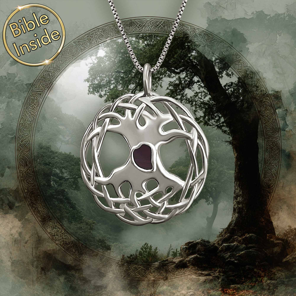 Silver Tree Of Life Necklace With Nano Bible - My Nano Jewelry