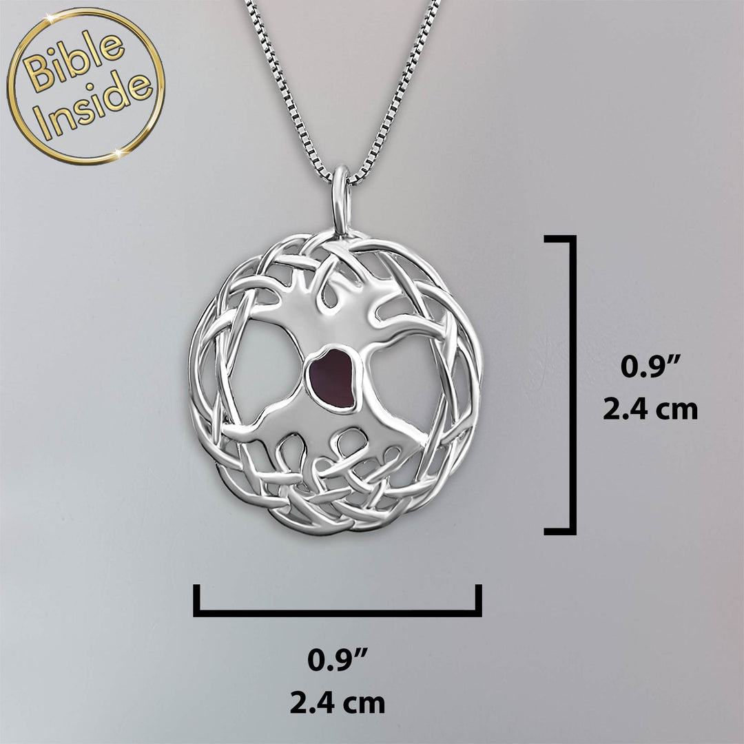 Solid Silver Tree Of Life Pendant With Nano Bible - My Nano Jewelry