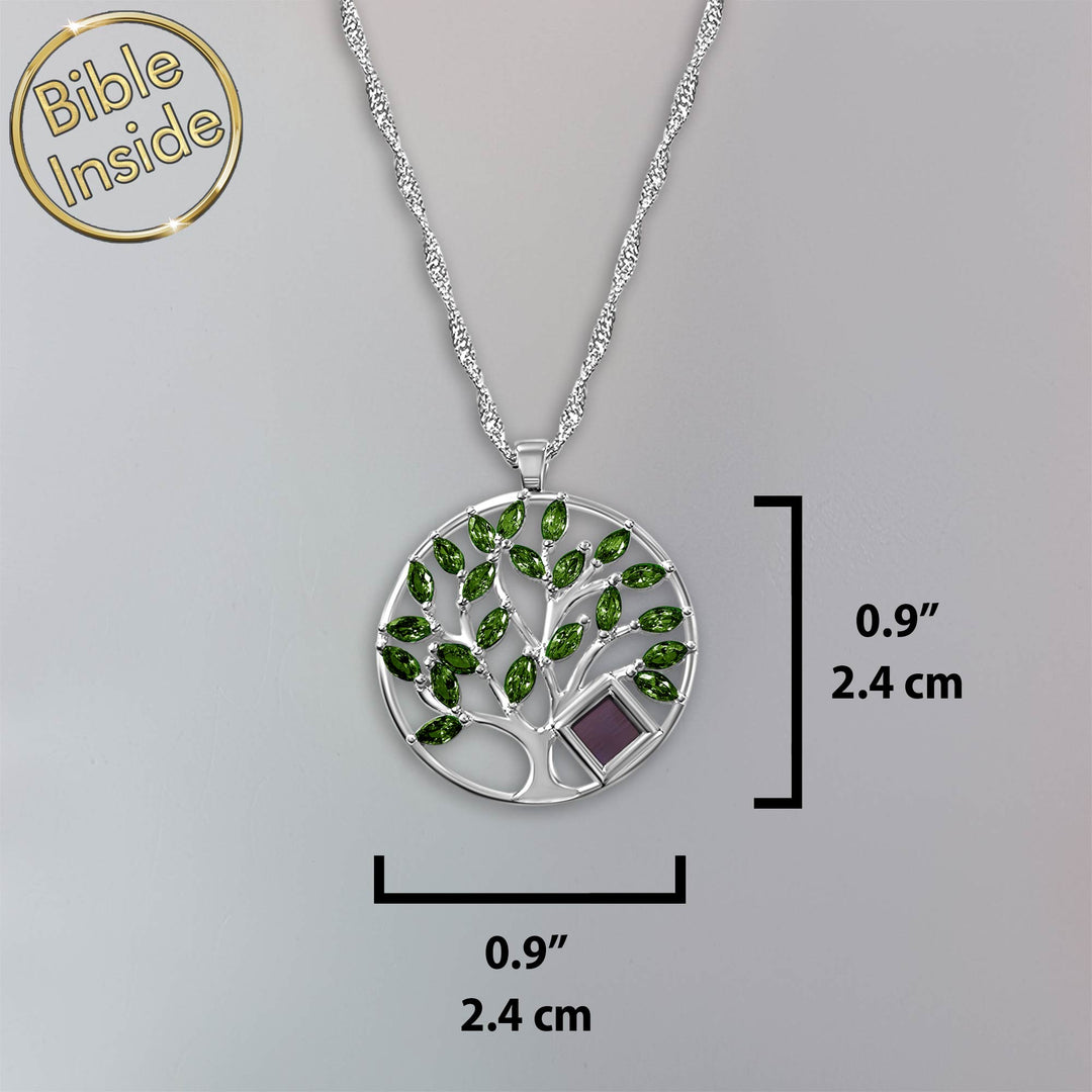 Silver Tree Of Life Pendant Necklace With The Nano Bible - My Nano Jewelry