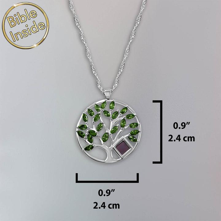 Silver Tree Of Life Pendant Necklace With The Nano Bible - My Nano Jewelry