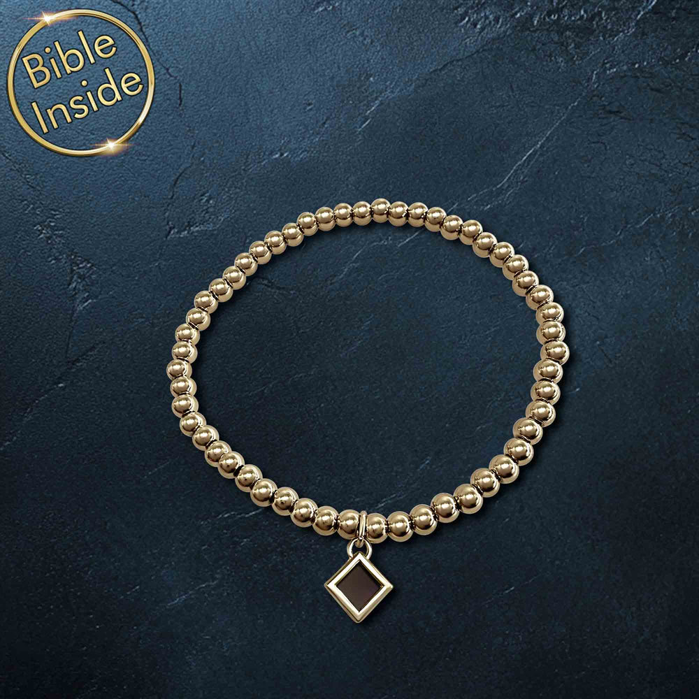 Bubble-4 beaded Bible jewelry bracelet in stainless steel with gold finish