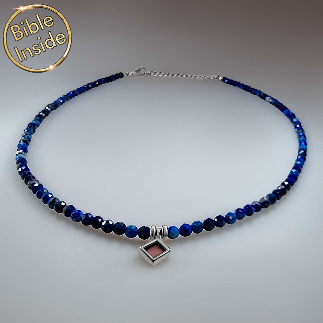 Bible necklaces with nano technology chip and lapis stone – daily wear