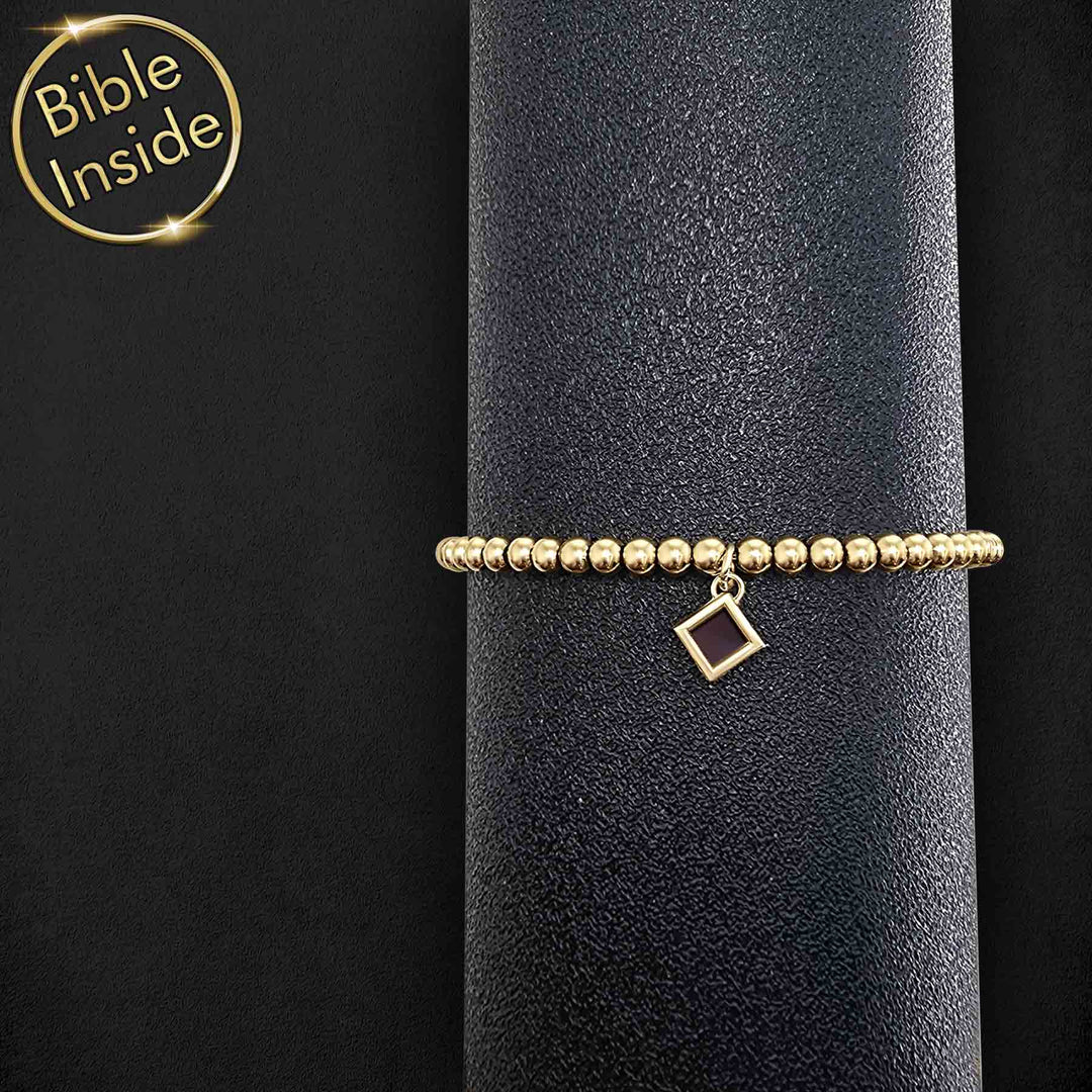 Bible on jewelry – modern beaded bracelet with microscopic scripture