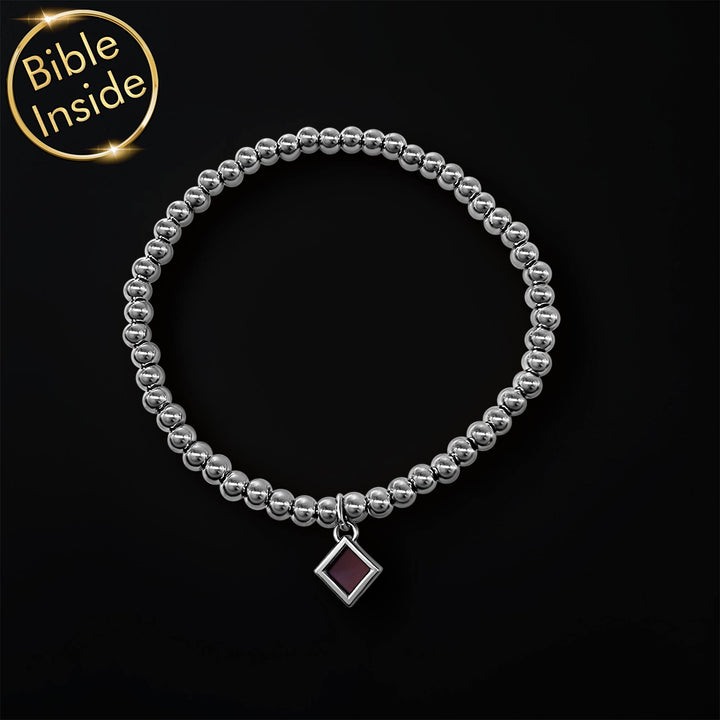 Biblical jewellery gift bracelet with engraved Bible verses inside
