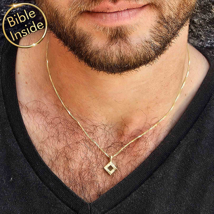 Rhombus lightning Christian pendant for men, unique faith jewelry