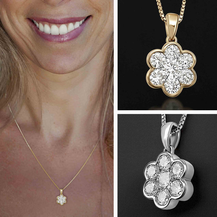 Christian necklace with gladiolus diamond flower pendant in gold