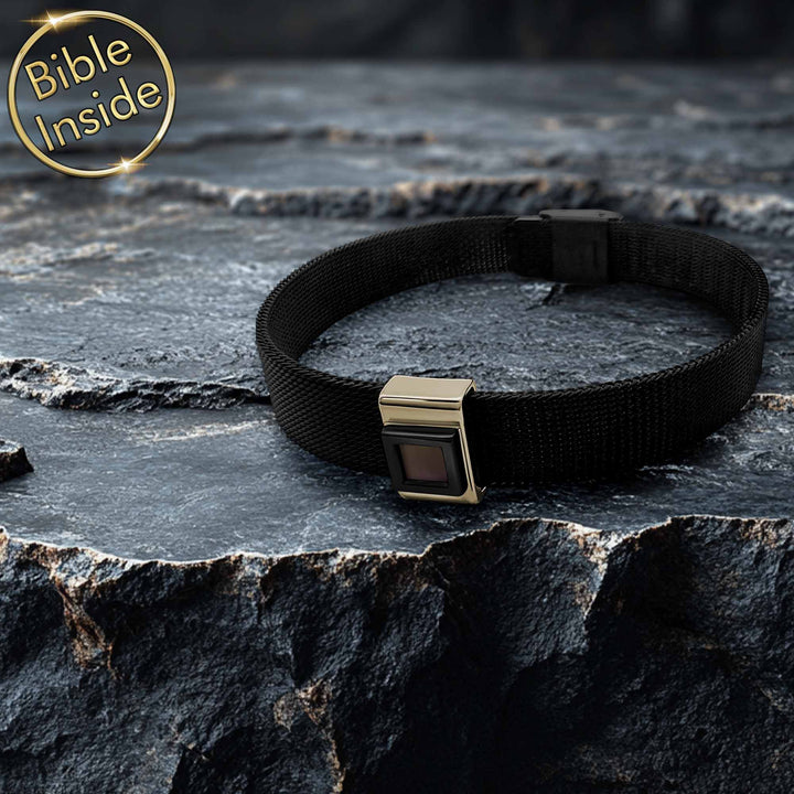 Masculine Knox symbol bracelet with nano Bible for Christian men