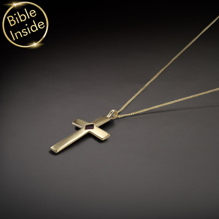 14k gold jewelry for men with cross symbol and nano Bible