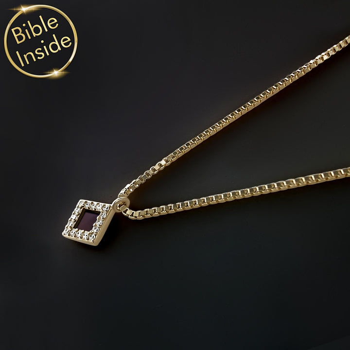 Fashionable Biblical jewelry featuring Bible verse on rhombus design with modern appeal