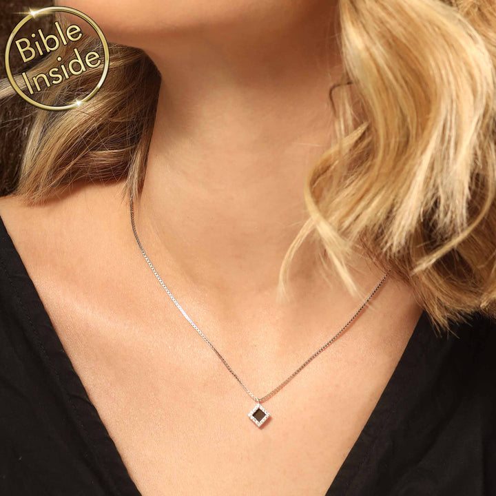 Unique jewelry gifts for her - rhombus nano Bible Christian necklace