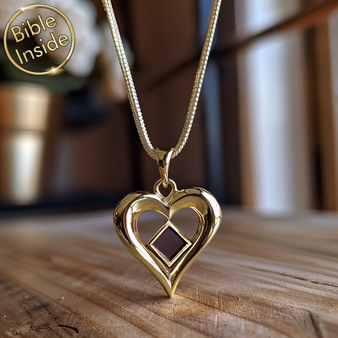 Unique Gifts for Wife for Christmas Heart Pendant with Nano Bible My Nano Jewelry