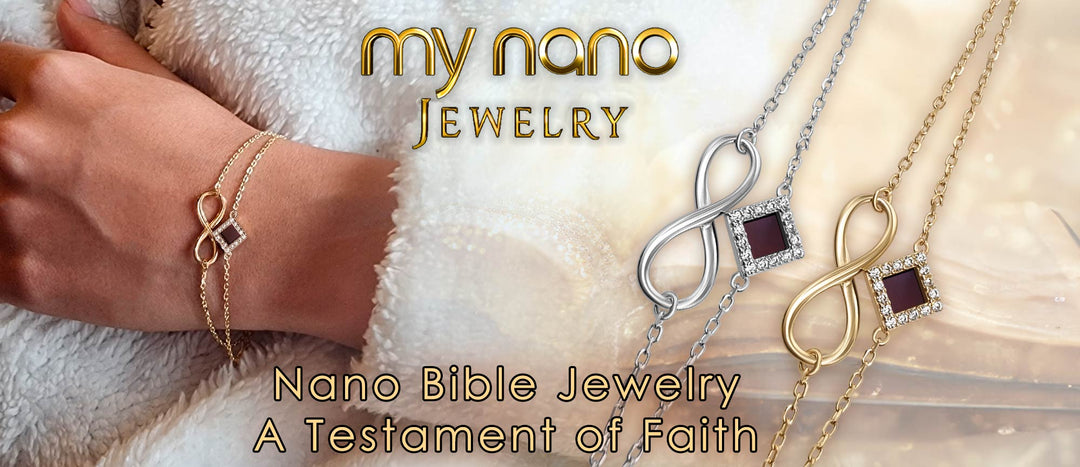 Bible Bracelet Infinity Design Collection in Gold and Silver With Nano Scripture | My Nano Jewelry