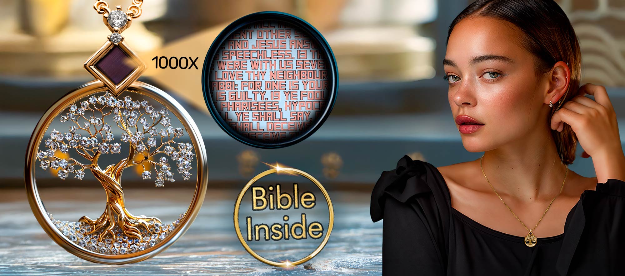 Unique Valentine's Day Gifts Tree of Life Pendant With Microscopic Scripture