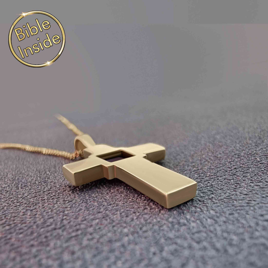 solid gold cross pendant with nano bible - Nano Jewelry