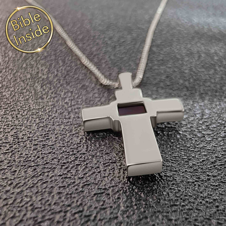 real silver cross necklace with nano bible - Nano Jewelry