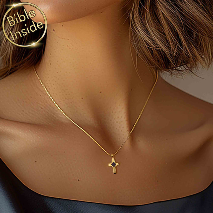 Gold Bible Pendant Cross Necklace - My Nano Jewelry