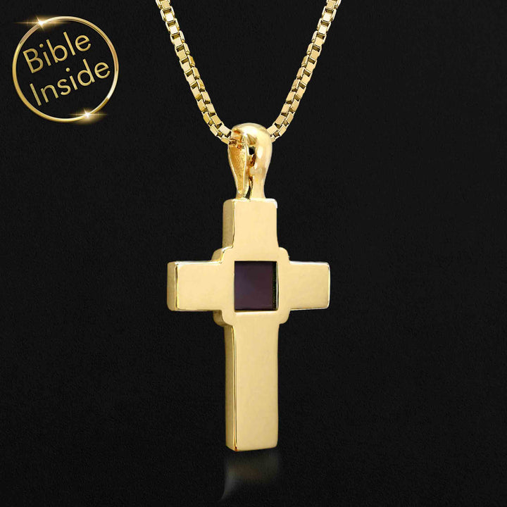 Bible Verse On Jewelry: Simple Cross Necklace With Nano Bible - My Nano Jewelry