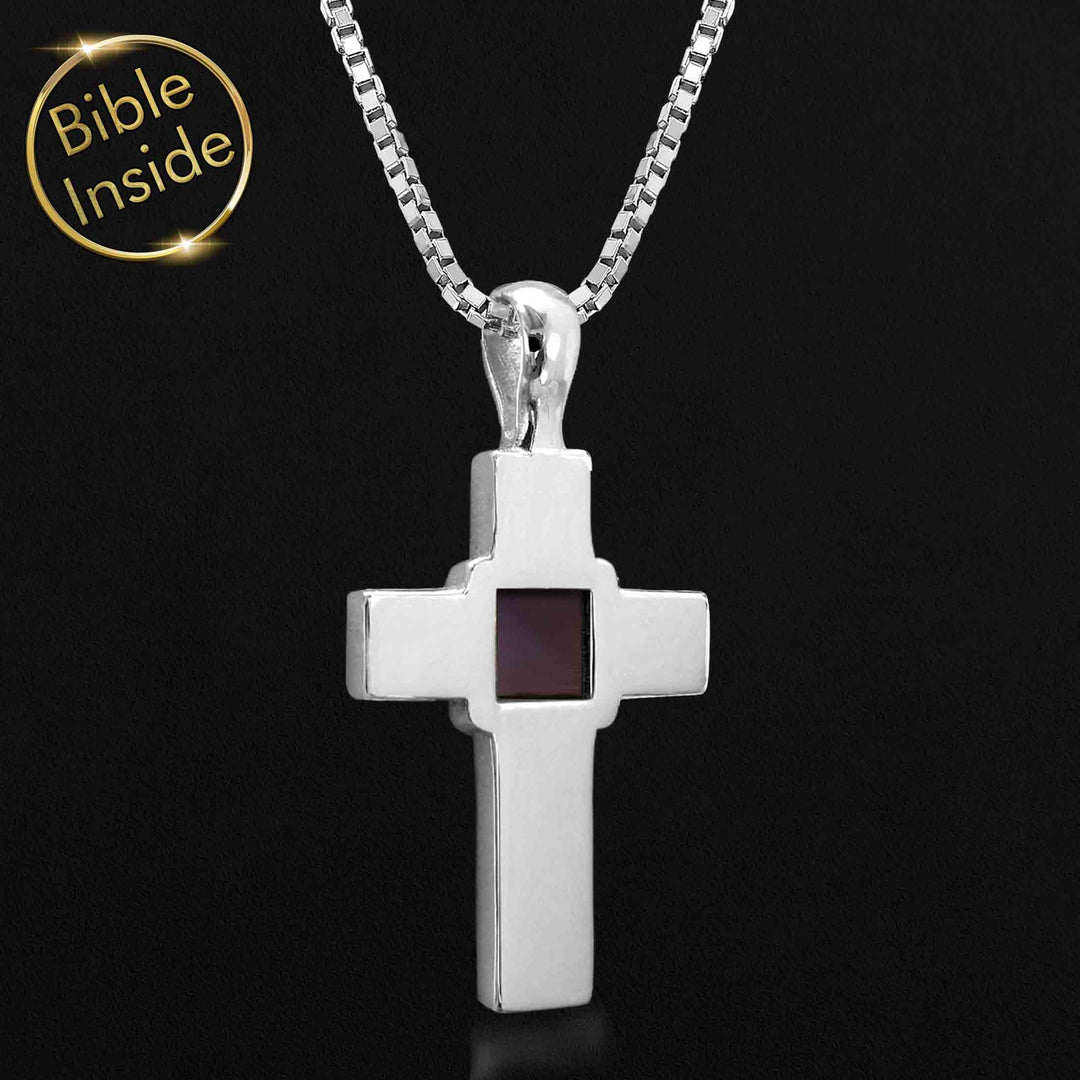 Bible Verses on Jewelry: Simple Cross Necklace With Nano Bible - My Nano Jewelry