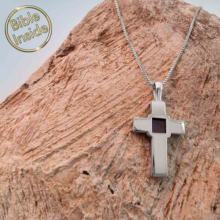 Bible Scripture on Jewelry: Simple Cross Necklace With Nano Bible - My Nano Jewelry