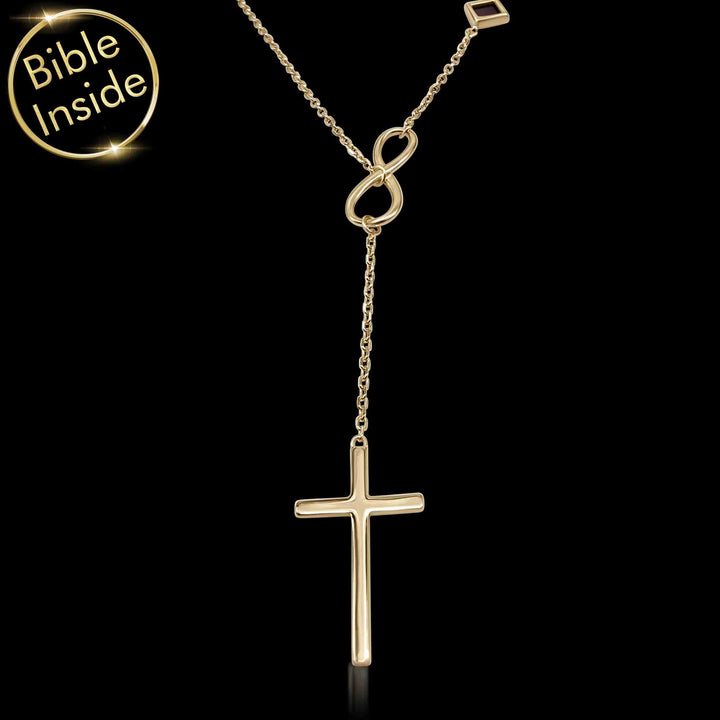 14K Gold Infinity Cross Necklace With The Whole Bible By My Nano Jewelry