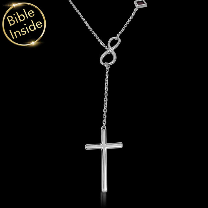 White Gold Cross Infinity Necklace With The Whole Bible By My Nano Jewelry