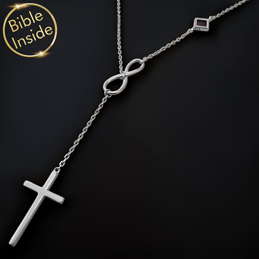 Infinity Silver Cross Necklace With The Whole Bible By My Nano Jewelry