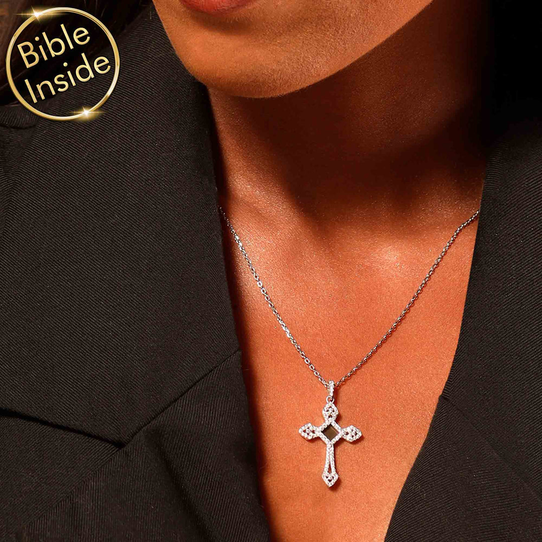 Women Cross Pendant Necklace With The Entire Bible - My Nano Jewelry