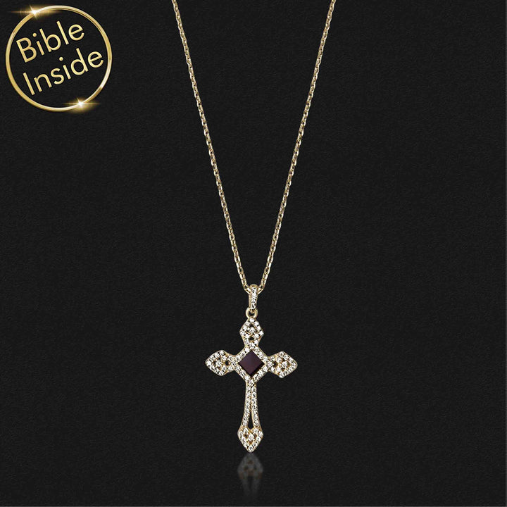 Real Gold Cross Pendant women With The Whole Bible By My Nano Jewelry