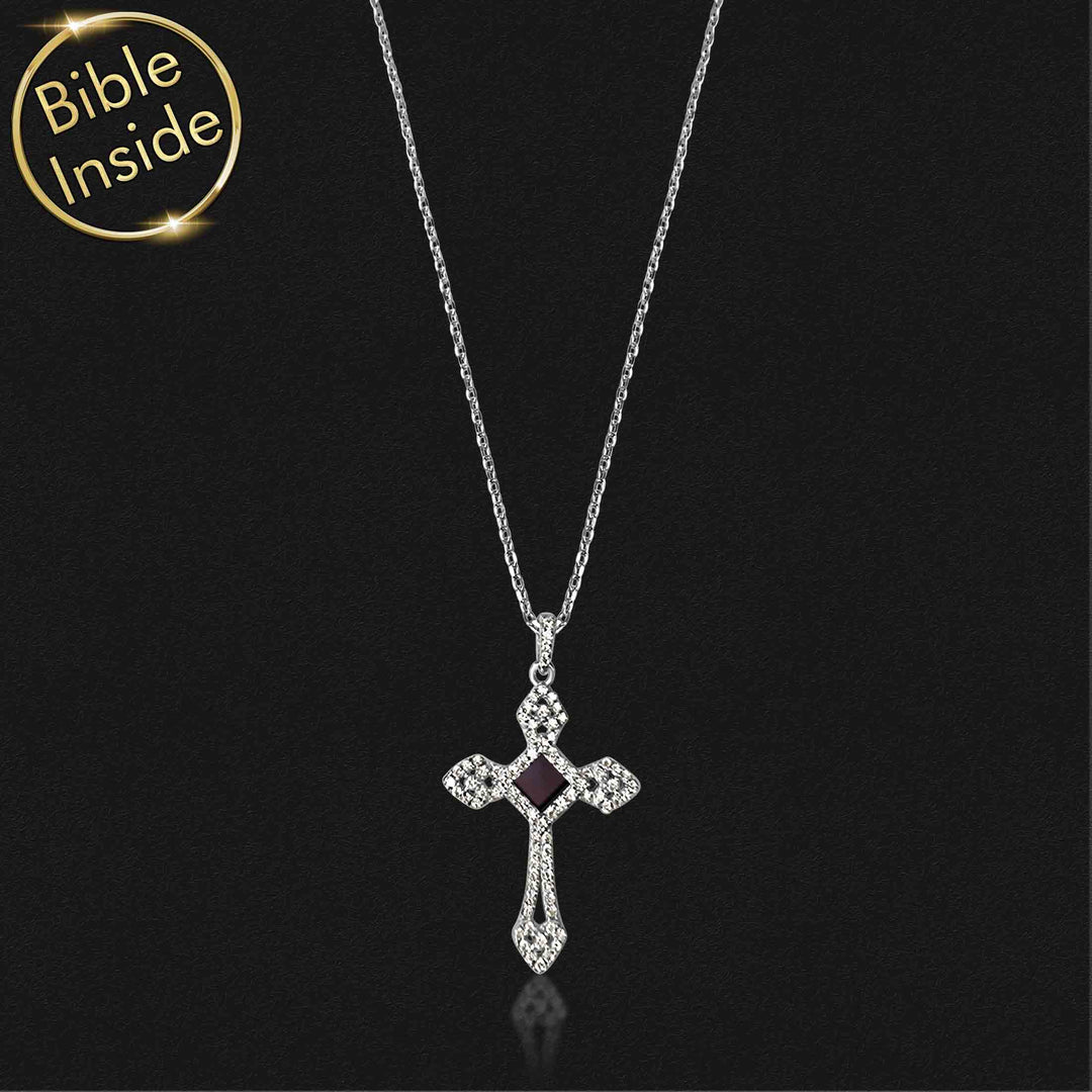 Real Silver Cross Pendant women With The Whole Bible By My Nano Jewelry