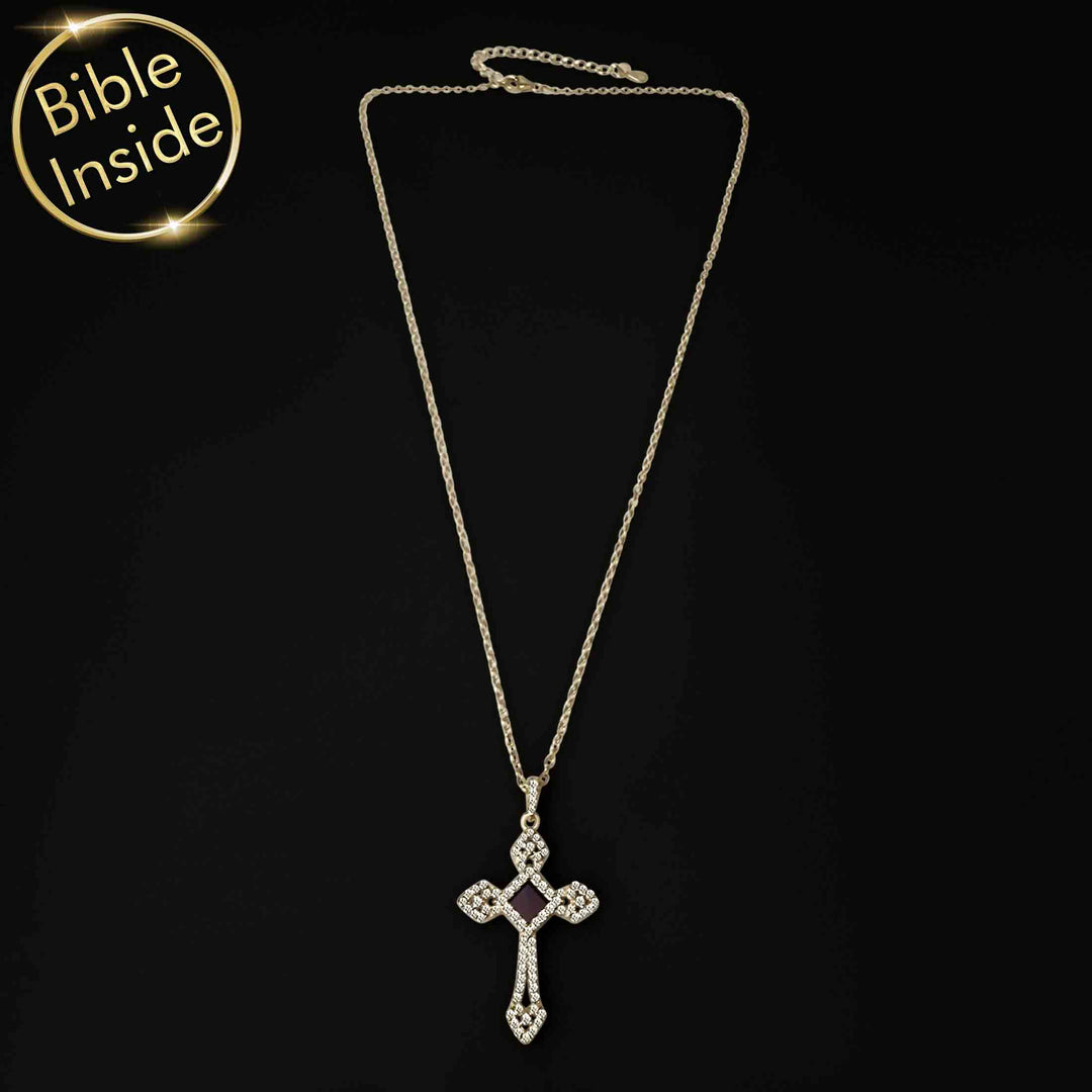 Gold Cross Pendant For Women With The Whole Bible By My Nano Jewelry