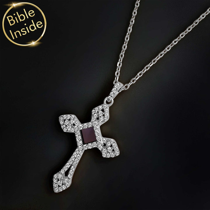 White Gold Cross Pendant For Women With The Whole Bible By My Nano Jewelry