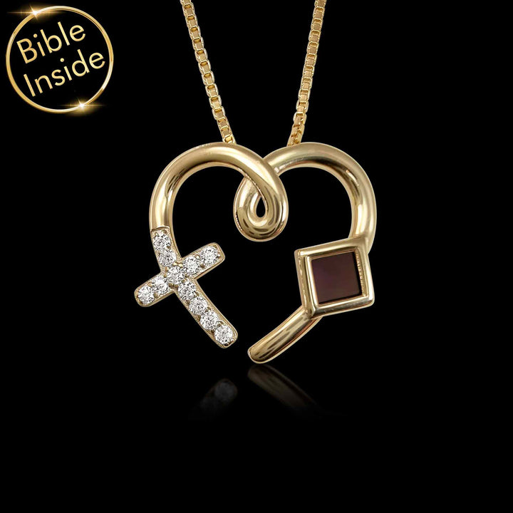 Christian Christmas Present: Heart Necklace With Cross - My Nano Jewelry