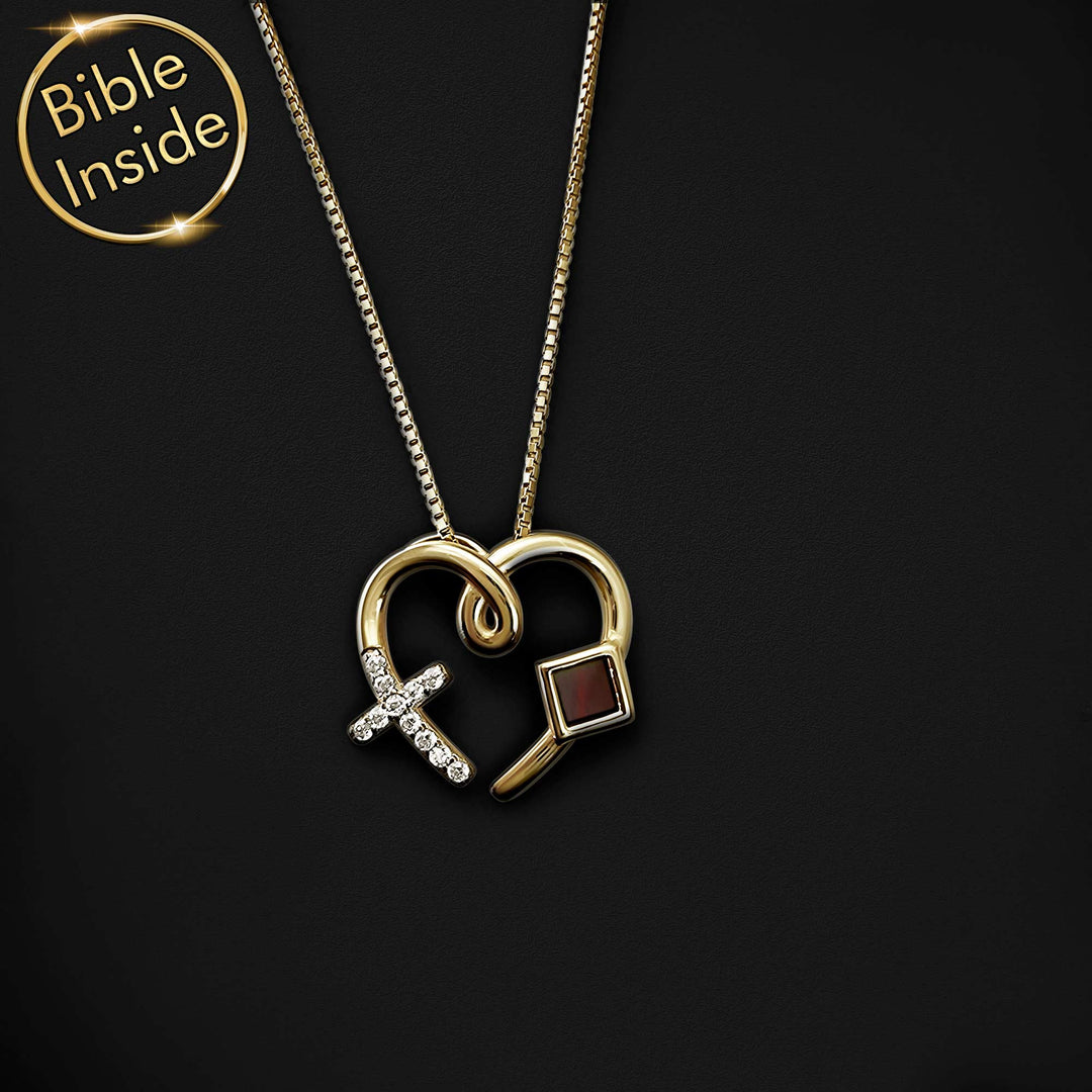 Christian Christmas Gifts For Her: Heart Necklace With Cross - My Nano Jewelry