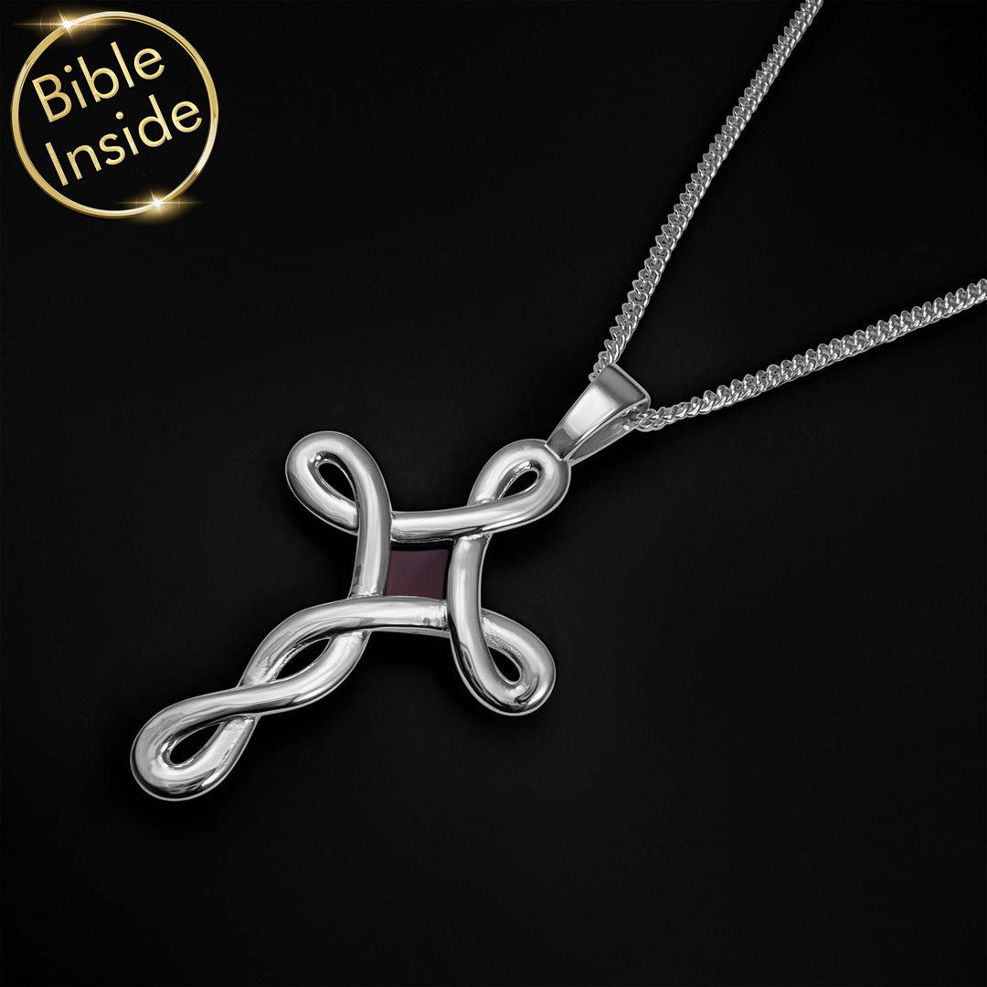 Sterling Silver Infinity Cross Necklace With The Nano Bible - My Nano Jewelry