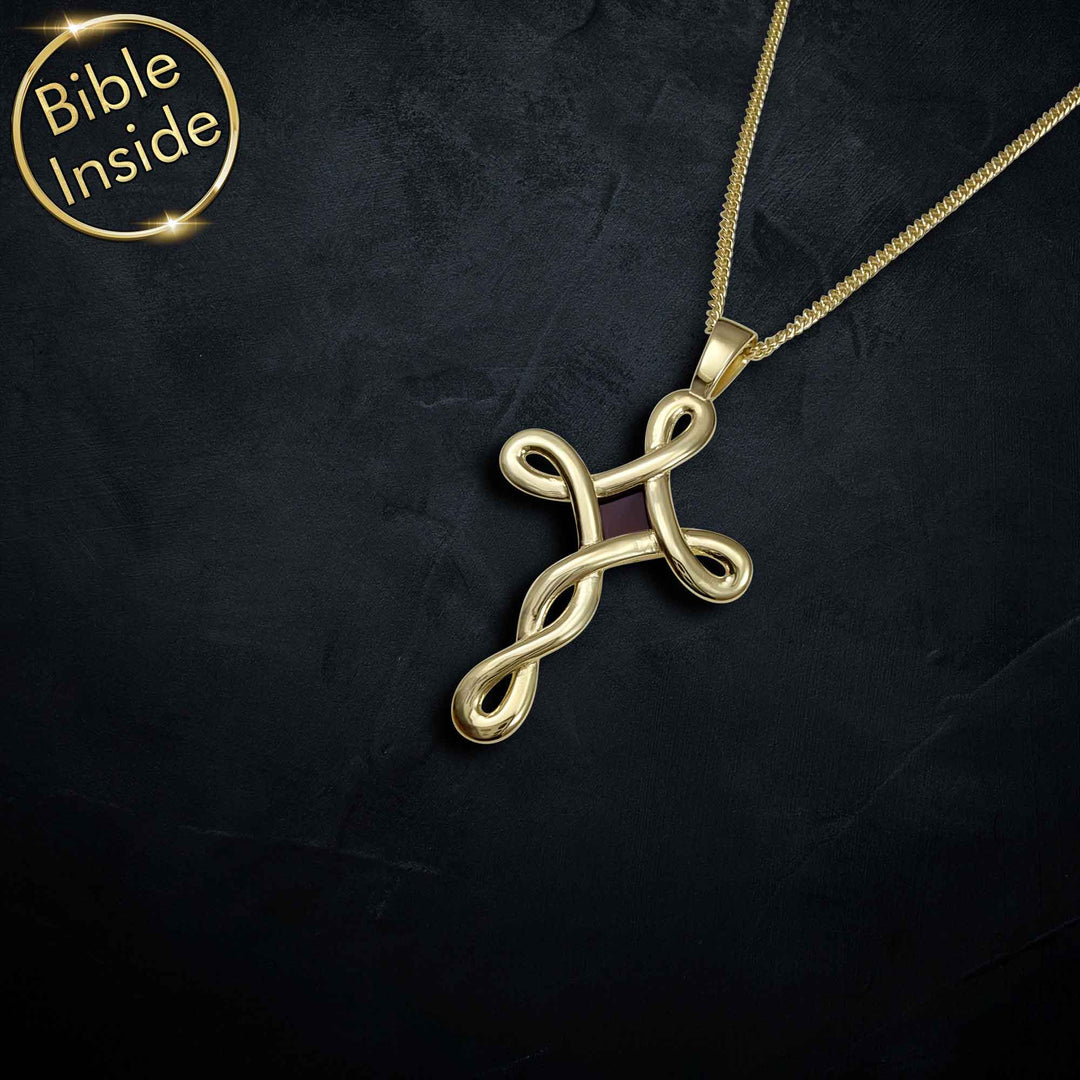 Gold Cross Infinity Necklace With The Nano Bible - My Nano Jewelry