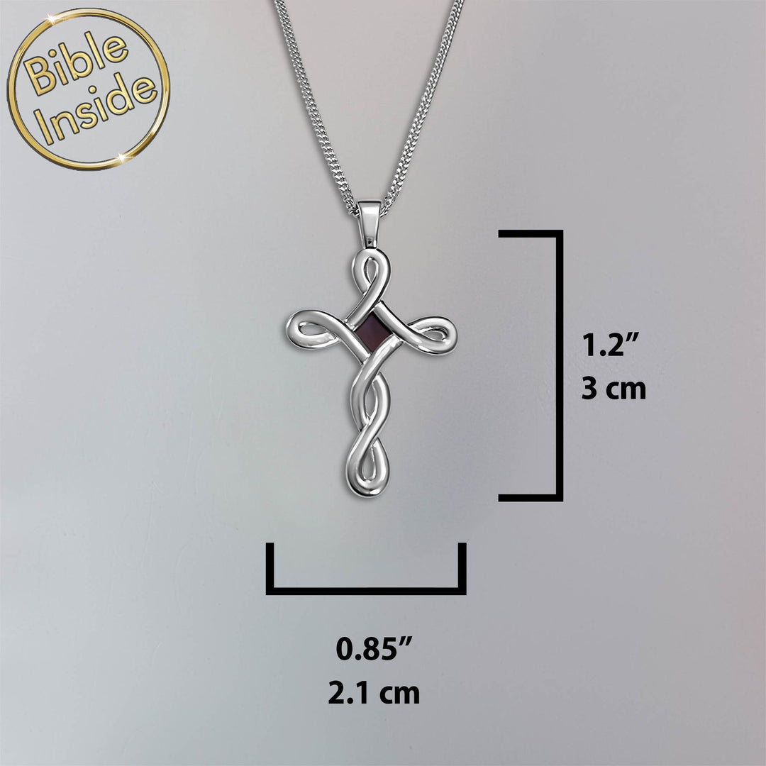 Silver Infinity Cross Necklace With The Nano Bible - My Nano Jewelry