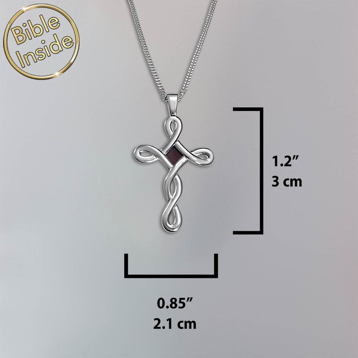 Silver Infinity Cross Necklace With The Nano Bible - My Nano Jewelry