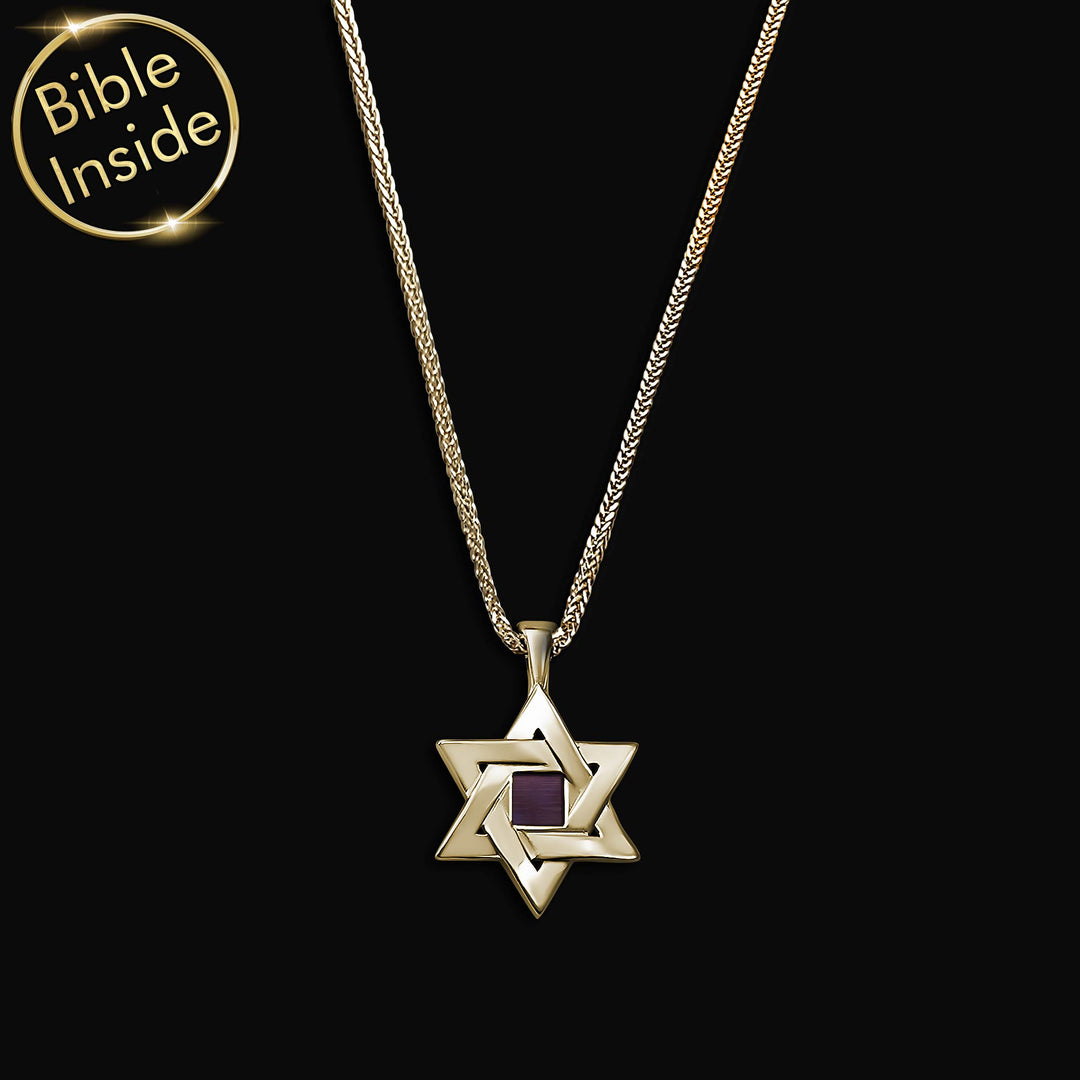 Gold Star Of David Necklace With The Nano Bible - My Nano Jewelry