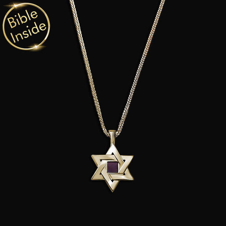Gold Star Of David Necklace With The Nano Bible - My Nano Jewelry