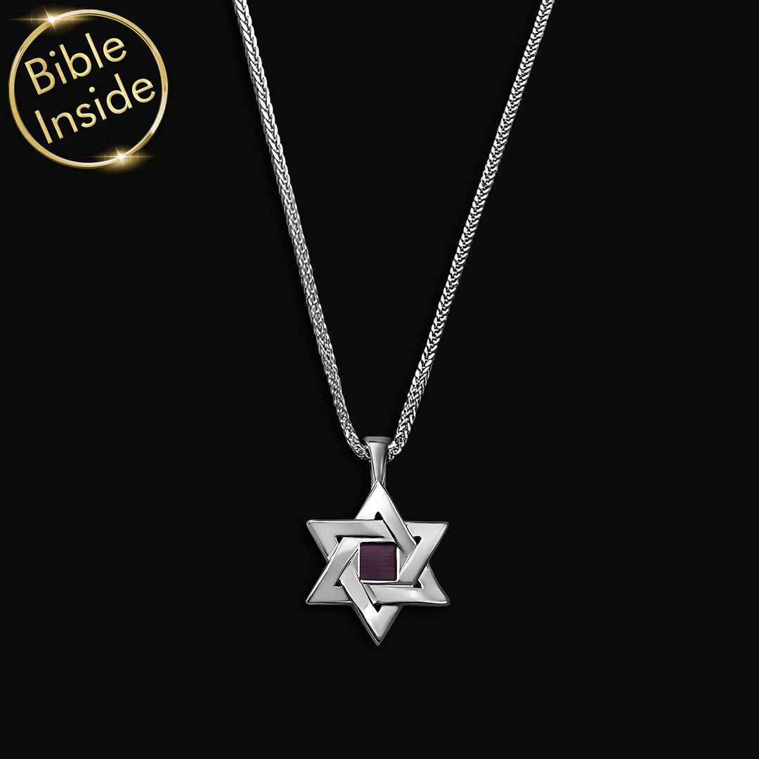 Star Of David Necklace Silver With The Nano Bible - My Nano Jewelry