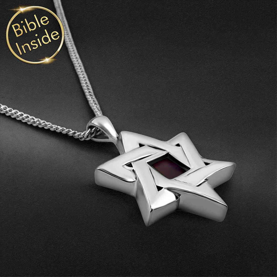 Sterling Silver Star Of David Necklace With The Nano Bible - Nano Jewelry