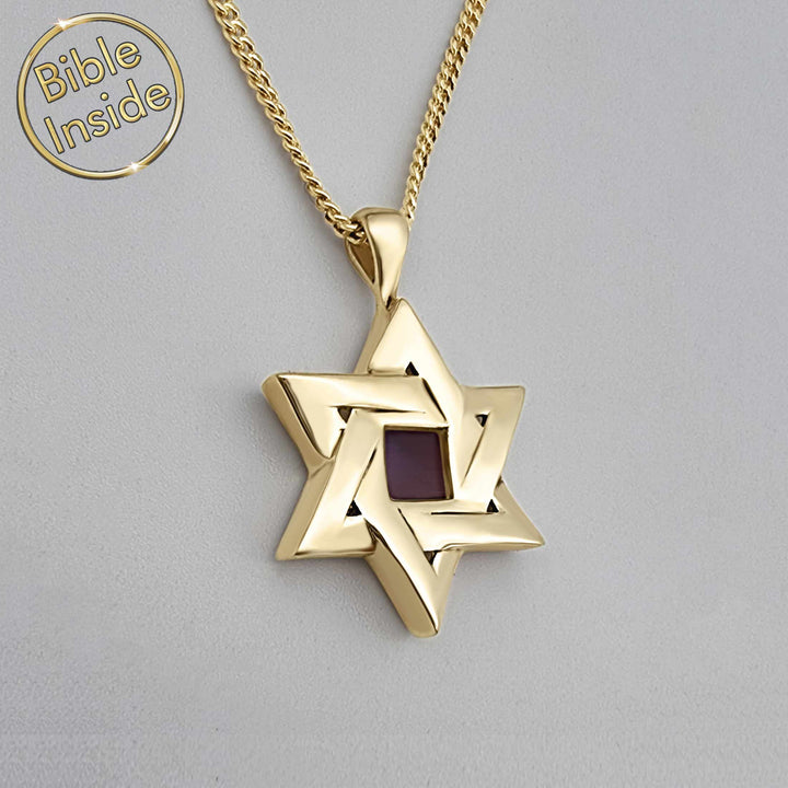 Solid Gold Star Of David Necklace With The Nano Bible - Nano Jewelry