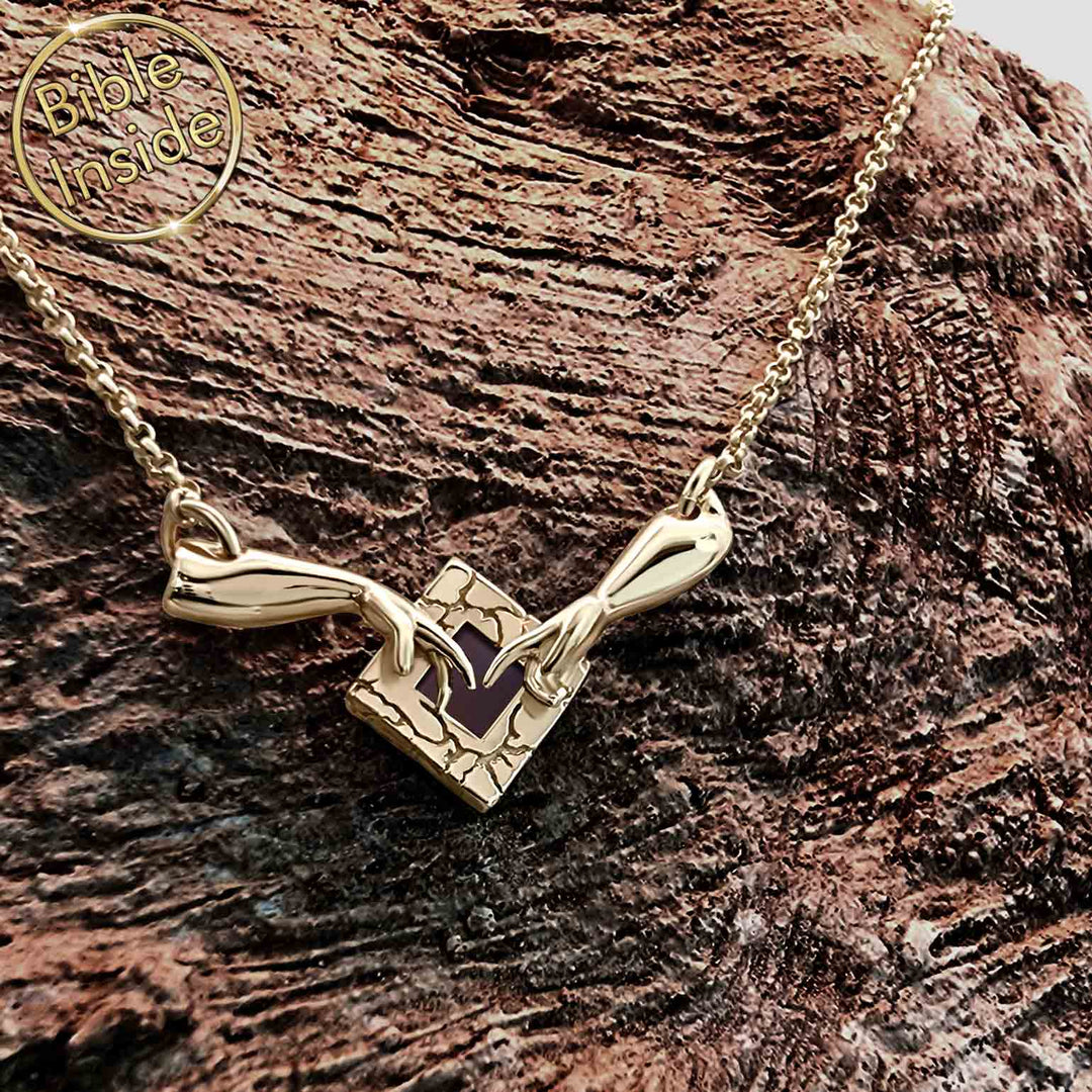 Bible Necklace Gold - The Creation of Adam with nano Bible - Nano Jewelry