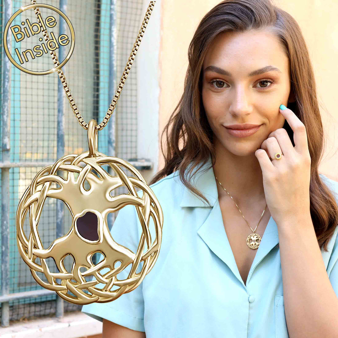 Gold Jewellery Tree With Nano Bible - My Nano Jewelry