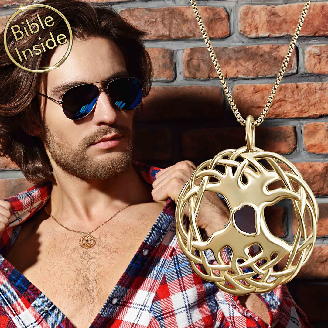 Jewelry Necklace Tree for Men With Nano Bible - My Nano Jewelry 
