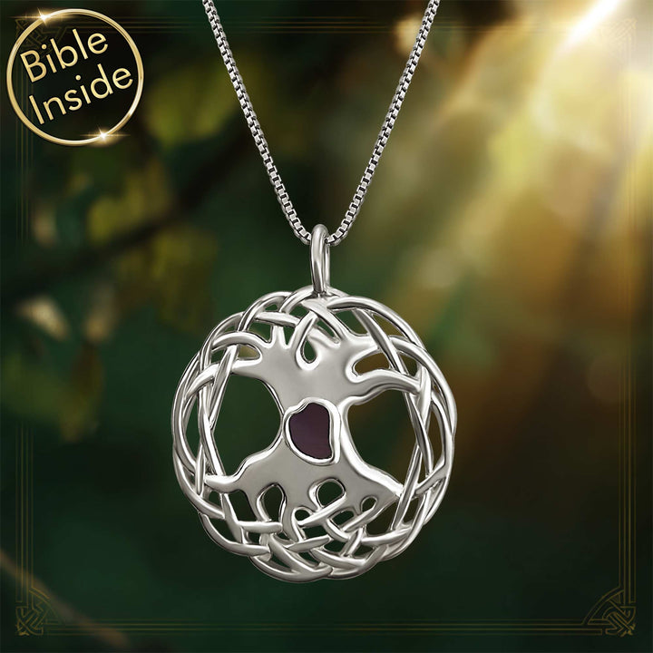 Silver Pendant Tree Of Life With Nano Bible - My Nano Jewelry