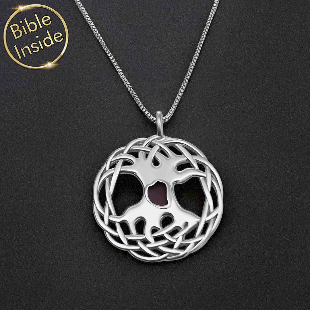Tree Of Life Necklace Sterling Silver With Nano Bible - My Nano Jewelry