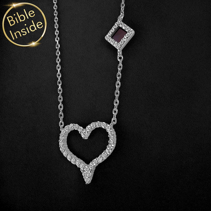 CZ Heart Pendant With The Micro Bible - My Nano Jewelry