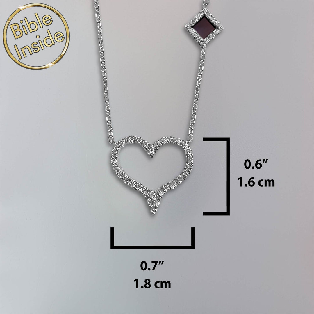 Chunky Chain Heart Necklace With The Micro Bible - My Nano Jewelry