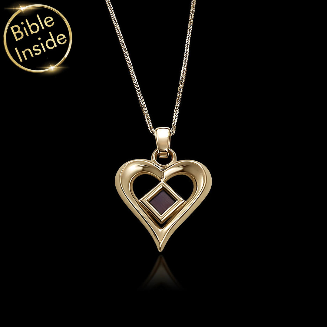 Heart Shaped Necklace With Micro Bible - My Nano Jewelry